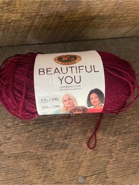 Lion brand beautiful you yarn Zinfandel color 1 skein NWT